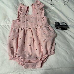Pink Baby Romper with Cherry Print